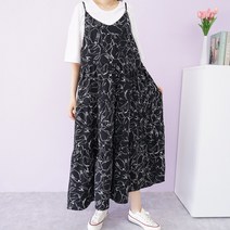 빅걸스토리 여성 빅사이즈 드로잉 뷔스띠에 캐주얼 여름 끈 롱원피스