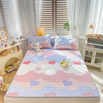 냉감 패드 여름용 이불겸 매트 여름용이불 쿨 침대 시원한 아이스 여름 수면 라텍스 접이식 피부 친화적 인 리스 커버 멋진 미끄럼 방지 수면, s2, 2개 세트 90x200cm
