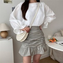 [01/21] 데일리 벌룬 프릴 소매 블라우스 여성 겨울 봄