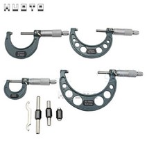 0-100mm (0-25mm/25-50mm/50-75mm/75-100mm) 금속 게이지 표준 캘리퍼스 도구 0-150mm 외부 마이크로 미터 세트 래칫 정지 유형, CHINA, 4pcs set