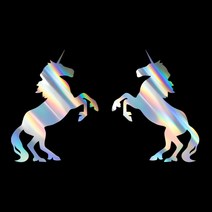 자동차 포인트 유니콘 튜닝스티커 (M사이즈) 2개1세트, 홀로그램