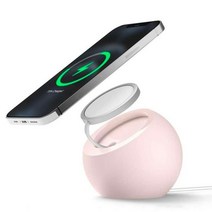 책상 볼 모양 자기 실리콘 충전 홀더 magsafe apple iphone 13 pro mac safe 무선 충전기 독 스테이션 스탠드, 분홍색