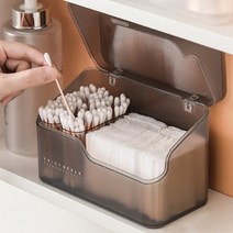 뚜껑있는 화장솜 면봉 케이스 보관함 [2color 화장대 화장품 소품 정리함 립스틱 보관 수납 정리], 화이트