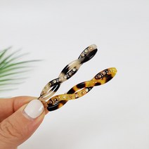 프랑스핀 호피 꽈배기 큐빅 라인 옆머리 5.5 cm 미니 수동 똑핀
