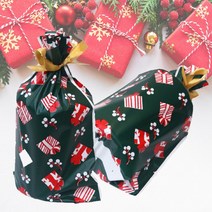 크리스마스 클래식 포장봉투 리본 비닐 비점착 포장지 M(23cmX34cm), A그린선물