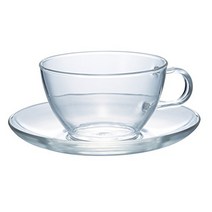 일본제 유리컵 일본글라스 hario (하리오) 내열 티컵 amp 접시 만수 용량, 접시 + 차 차 급수