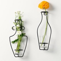 투빌 감성 와이어꽃병 유리화병 수경재배화병 실린더 벽장식 월행잉데코 행인플렌트, B타입
