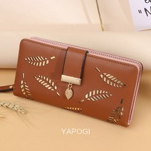 YAPOGI 새로운 한국어 스타일 여성 지갑 긴 패션 여성 클러치 잎 지퍼 버클 지갑 카드 가방 변경 YAPOGI