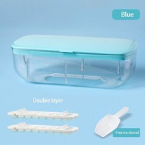 소프트아이스크림기계 가정용 아이스크림메이커 빠른 탈형 실리콘 아이스 큐브 메이커 가정용 사각형 모양, 01 Blue-Double layer