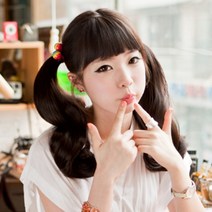 단골탑 묶음 끈달비 양갈래 웨이브 30cm 슈페리어원사 여자가발, 내츄럴블랙, 1개