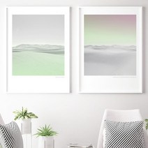 유홍아트 파스텔 그린사막 러블리감성 인테리어액자 10호(53x41cm) (6065408), 프레임액자(흰색)