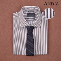 지오지아 앤드지 스트라이프 세미 와이드 카라 브라운 셔츠 넥타이 SET