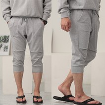 에킨 남자 무릅 7부 조거 L-3XL 트레이닝 운동복 밴딩 면 배기 반바지 남자