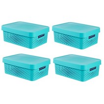 인피니티 수납용 박스 11L x 4개 뚜껑 포함 블루 바구니 서랍장 수납박스 옷정리 리빙박스 코스트코, 상세페이지 참조