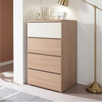 데코라인 리베 속깊은 4단 서랍장 600, 네추럴아이보리