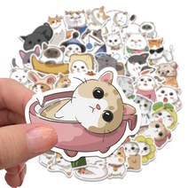 귀여운 리무버블 고양이 스티커 동물캐릭터 노트북 핸드폰 캐리어 감성꾸미기 장식, 고양이 스티커 62매