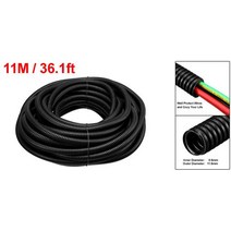 스텐주름관 uxcell 1.6m-13m 긴 골판지 튜브 도관 pp 폴리에틸렌 튜빙 유연한 파이프 호스 블랙 id 6mm 8.5mm 9mm 10mm 16mm 20mm, 8.5x11.5mm-11mm 길이