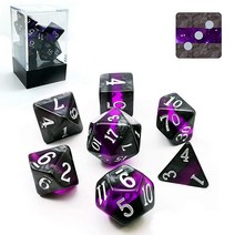 Bescon 미네랄 록스 GEM 덩굴 다면체 D&D 주사위 세트 7 RPG 롤 플레잉 게임 주사위 7피스 에메랄드 세트, Amethyst