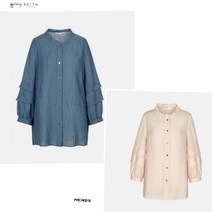 [기비키이스]기비 22봄 레이온 자카드 퍼플소매 블라우스