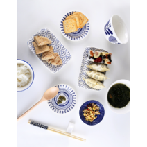 블루 1인 혼밥 식기 8P 세트 (4type), 웨이브