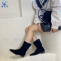 셀럽당 셔링 여성 통굽 슬림 부츠 롱부츠