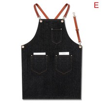 데님 앞치마 스트랩 턱받이 바리스타 바텐더 바베큐 요리사 유니폼 작업복, 05 E