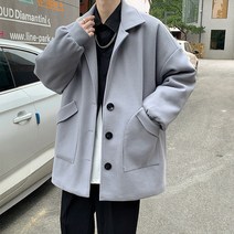 ANYOU 겨울 남자 모직 코트 빅사이즈 오버핏 가을 겨울 트렌치코트