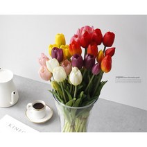 아기사진 스튜디오촬영소품 튤립조화 꽃꽂이 인조식물 컨셉사진 원룸 사진관 신혼집 플랜테리어 꽃송이, 연핑크