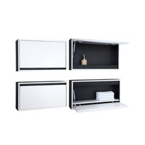 [샘바스] 욕실 플랩장 쇼바 심플보니상하단장 인도어 거울장 상부장 화장실 수건장, 투톤블랙