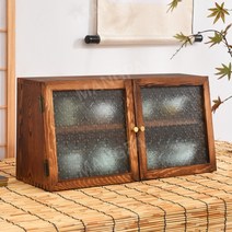 일본식 앤틱 원목 빈티지 그릇장 주방 수납장 그릇장식장 홈카페 더블, 더블L-B 투명 아크릴 유리