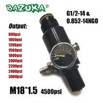 M18 * 1.5 공기 HPA 4500psi 압축 공기 CO2 탱크 레귤레이터 밸브 출력 압력 800psi ~ 3000psi 다이빙 실린더 병 신제품, 2000psi with cap