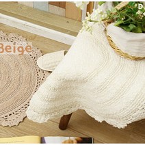 크로젯 라운드 러그 3color (50cmx50cm) 빈티지 코튼 워셔블 핸드메이드 거실 원룸 침실 카페트 매트