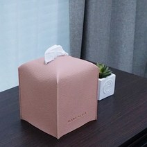 오플 정사각 가죽 티슈케이스 [핑크], 브라운