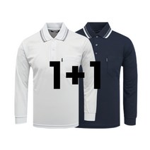 1+1 나인앤나인 쿨론 단추 카라 긴팔 티셔츠 (2장세트)