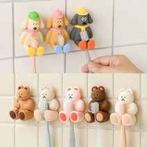 바이곰 정품 로마네 칫솔걸이 / 실리콘 흡착식, 크림, 도낫도낫(곰), 1개
