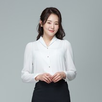 스무날 숄카라 쉬폰 긴팔블라우스(화이트)