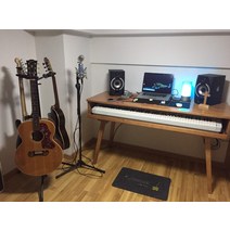 미디 책상 데스크 전자 피아노 마스터 키보드 건반 국민 거치대 테이블 원목, 140x60x85 서랍길이130