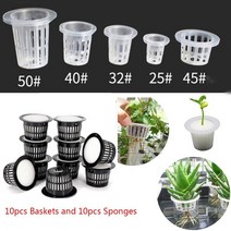 수경재배기 식물재배기 가정용스마트팜 10pcs 수경 슬롯 형 메쉬 컵 바구니 정원 식물 보육 냄비 스폰지 soildless aeroponic 수경법 성장 시스템 키트, 40 화이트