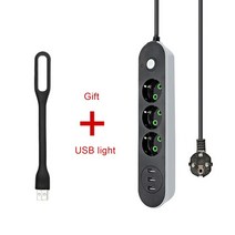 멀티탭프리미엄 스마트 2 라운드 전원 보드 USB 여행 어댑터 소켓 EU1.8M 연장 코드 주방 범용 충전기 플러, 01 220V_01 EU, 07 2803D