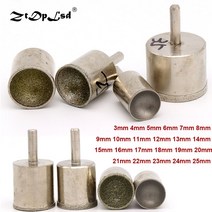 6mm 생크 다이아몬드 그라인딩 헤드 장착 포인트 로타리 공구용 구형 오목한 옥 조각 버 미세 거친 모래 폴리셔 1 개, 4mm