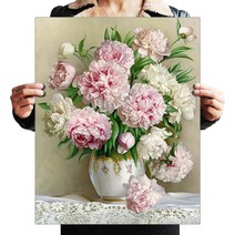 FASEN 보석십자수 DIY 키트 40 x 50 cm, ZSL007부드러운 모란꽃