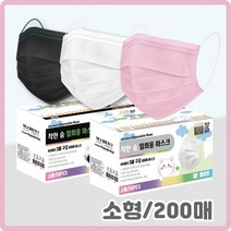 [200매] 착한숨 일회용 덴탈 마스크 소형 3중필터 MB필터, 소형 핑크 200매