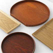 카페쟁반 나무쟁반 논슬립 나무 우드 반달 트레이, 내츄럴 직사각 트레이(대)