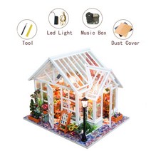 diy만들기 인형 소품 Diy 집 나무 주택 를위한 led 장난감이있는 소형 집 가구, m009-c 커버 음악