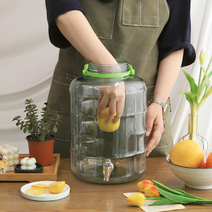 수도꼭지달린 매실병 숨쉬는 유리 통 병 용기 효소 포도주 야관문 수제청 과일청 담금주, 5L