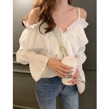 F006352 로맨틱 오프숄더블라우스 프릴 러플블라우스