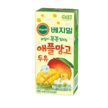 베지밀 과일이 꼭꼭 씹히는 애플망고 두유 190ml 64팩, 베지밀 애플망고 두유 190ml 64팩