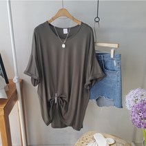 상상그이상 여성용 국내제작 찰랑 실켓 브이넥 반팔티 루즈핏 부드럽고 쫀쫀한 라운드넥 무지티