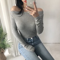 글램핏 / 베이직 골지 슬림 보트넥 입술넥 긴팔 티셔츠 6컬러