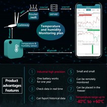 무선 WiFi 온도/습도/Dewpoint/VPD 센서 온도계/습도계 모니터 냉장고 냉동고 알람 경고